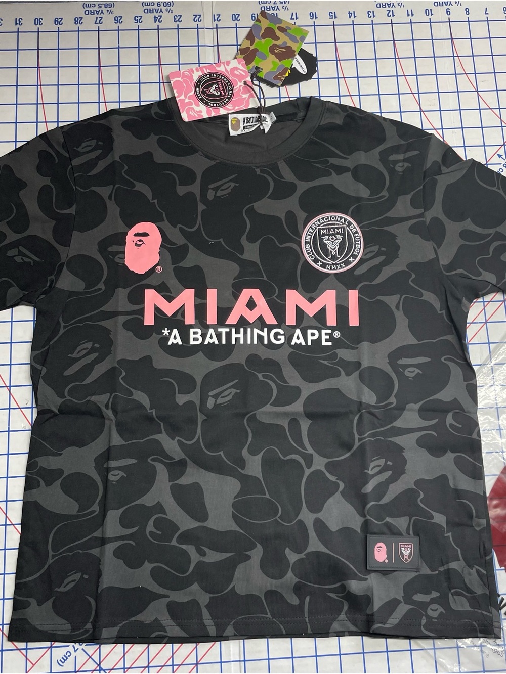 Bape Miami Camo Short Sleeve Tee - Black with Pink